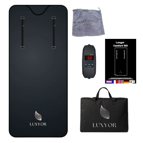 Luxyor infrared sauna blanket Comfort 150, box contents and manual