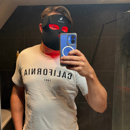 Luxyor maska RedLight: maska LED na twarz i opaska na szyję, terapia światłem czerwonym, niebieskim, zielonym i podczerwienią, bezprzewodowa