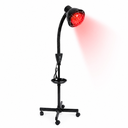 Redlight 160 infrared lamp on its stand, side view, with the lamp head angled