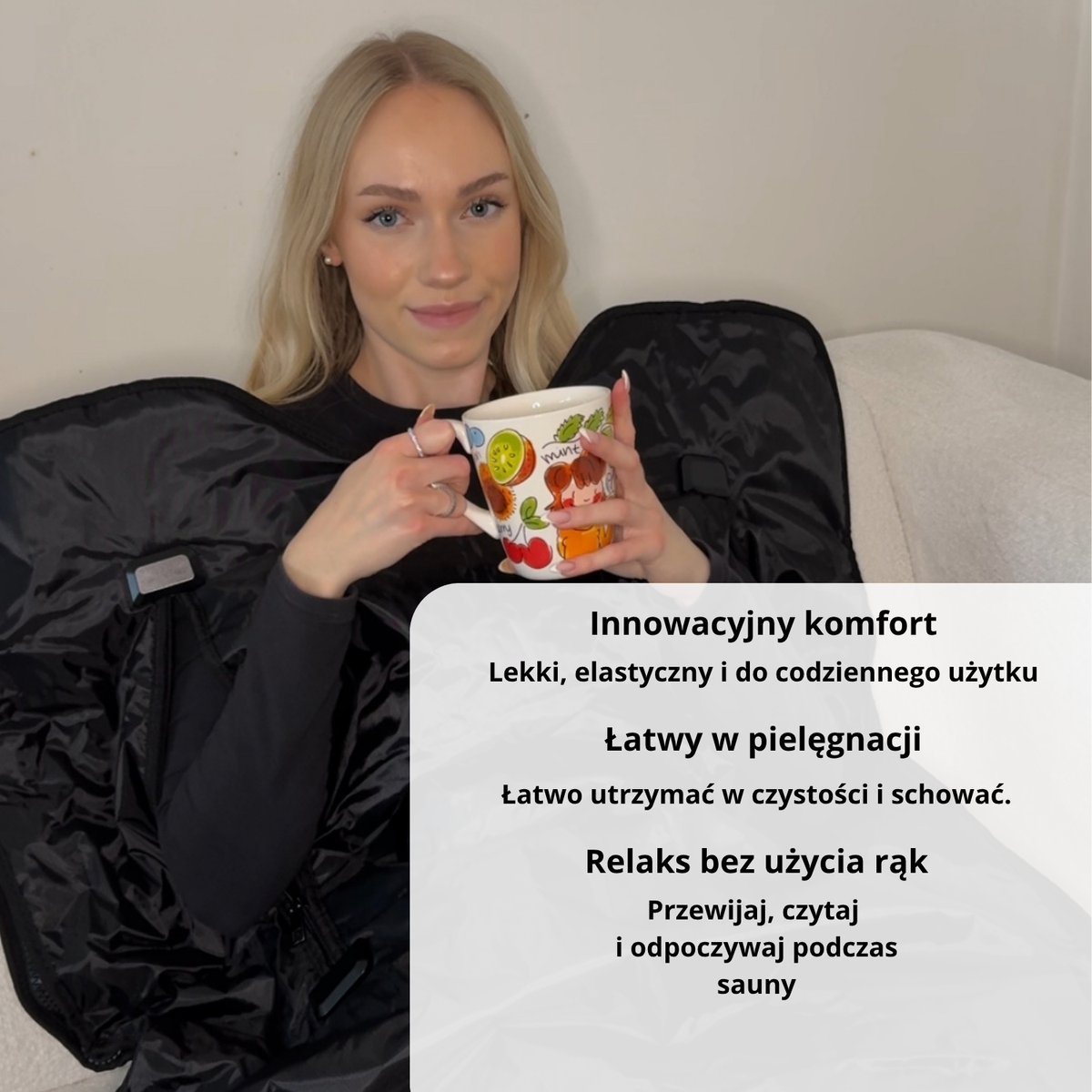 Koc do sauny Luxyor Comfort 150: lekki, łatwy w pielęgnacji, relaks bez użycia rąk