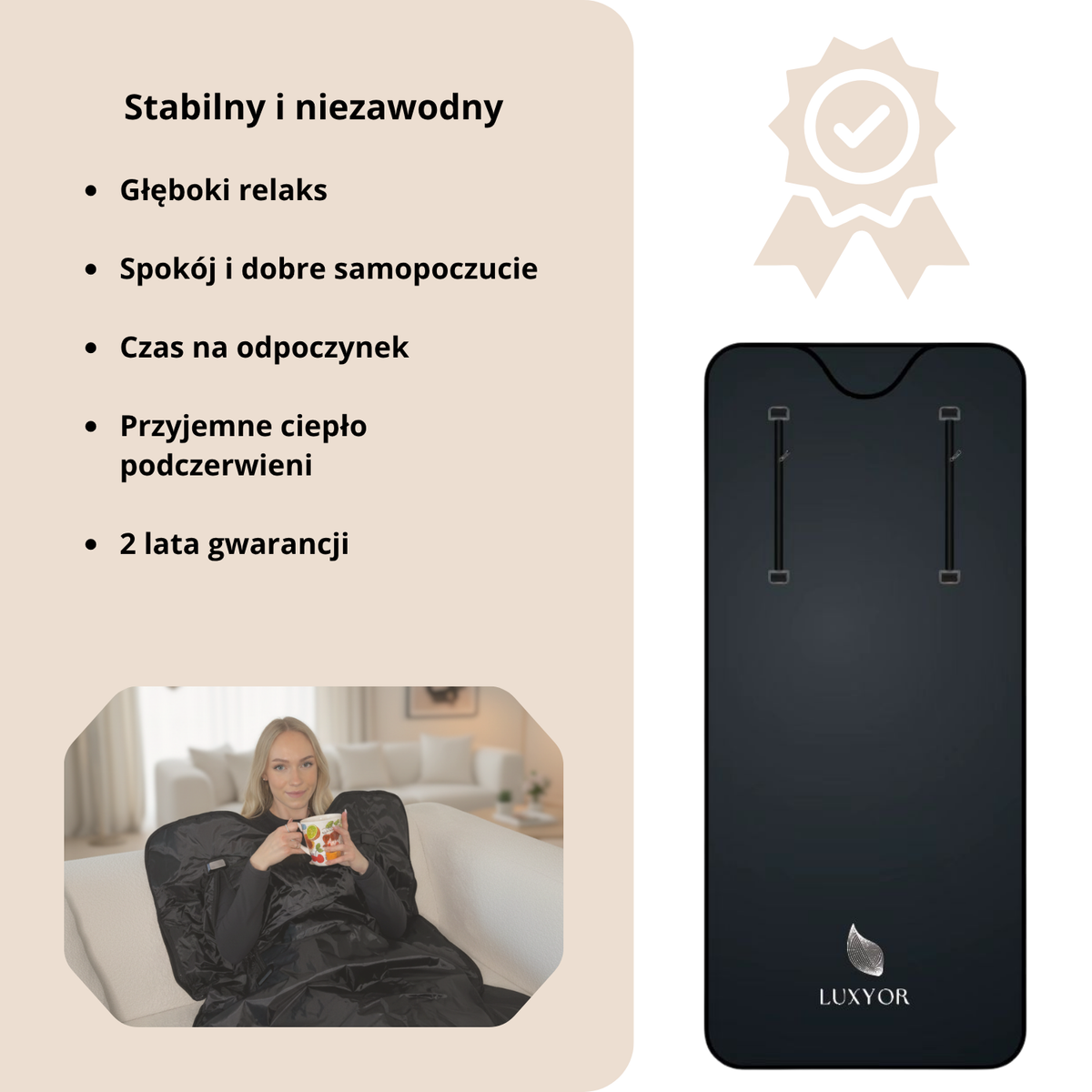 Koc do sauny Luxyor Comfort 150: stabilny i niezawodny, 2 lata gwarancji