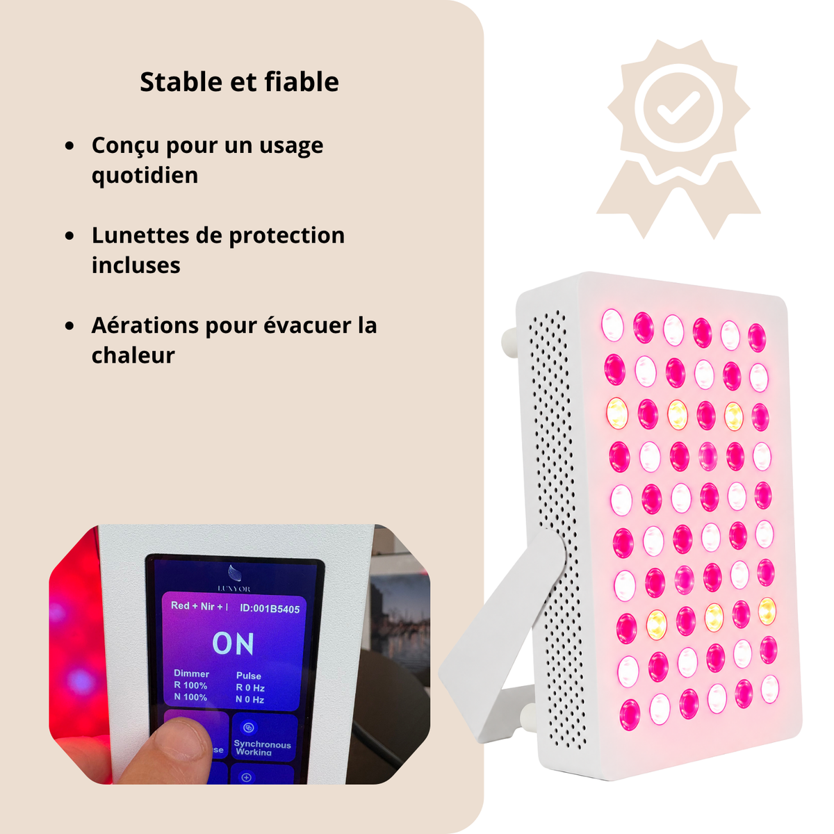 Luxyor Lumi 110 blanc : stable et fiable, lunettes de protection incluses