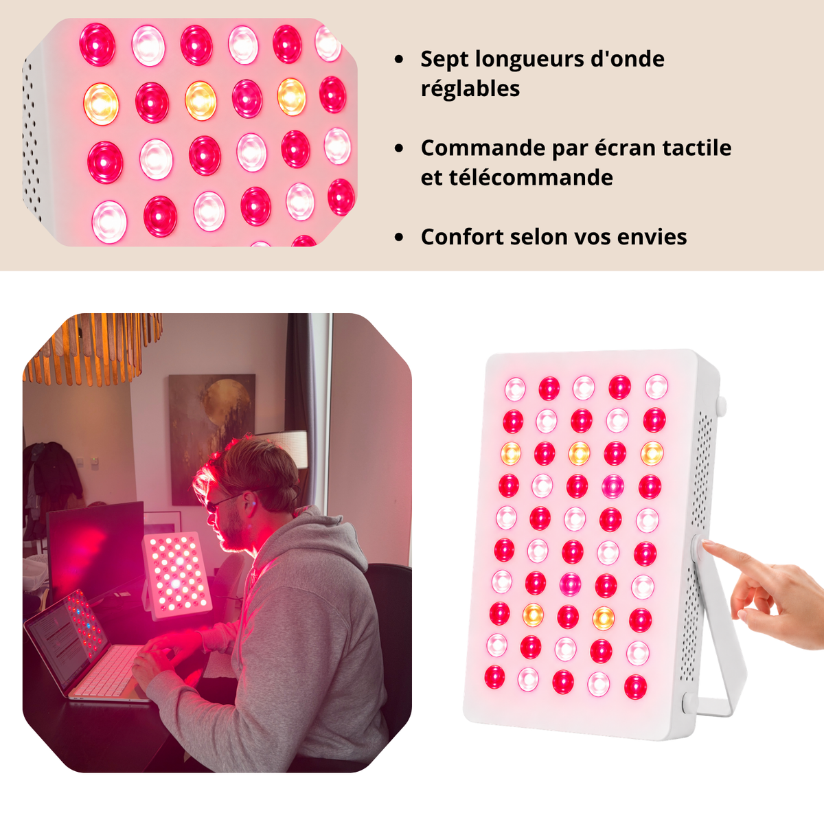 Luxyor Lumi 110 blanc : sept longueurs d'onde réglables, écran tactile et télécommande