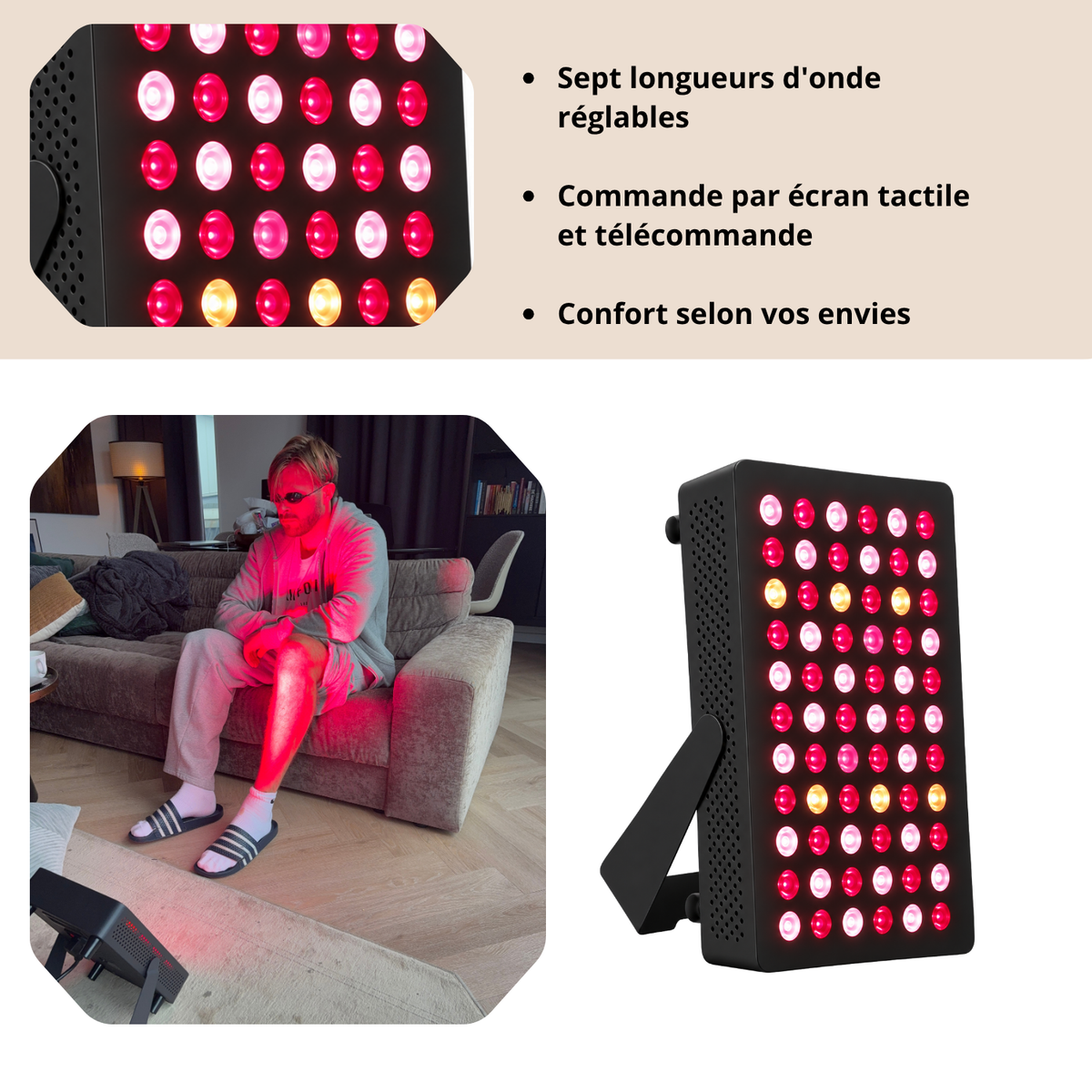 Luxyor Lumi 110 noir : sept longueurs d'onde réglables, écran tactile et télécommande
