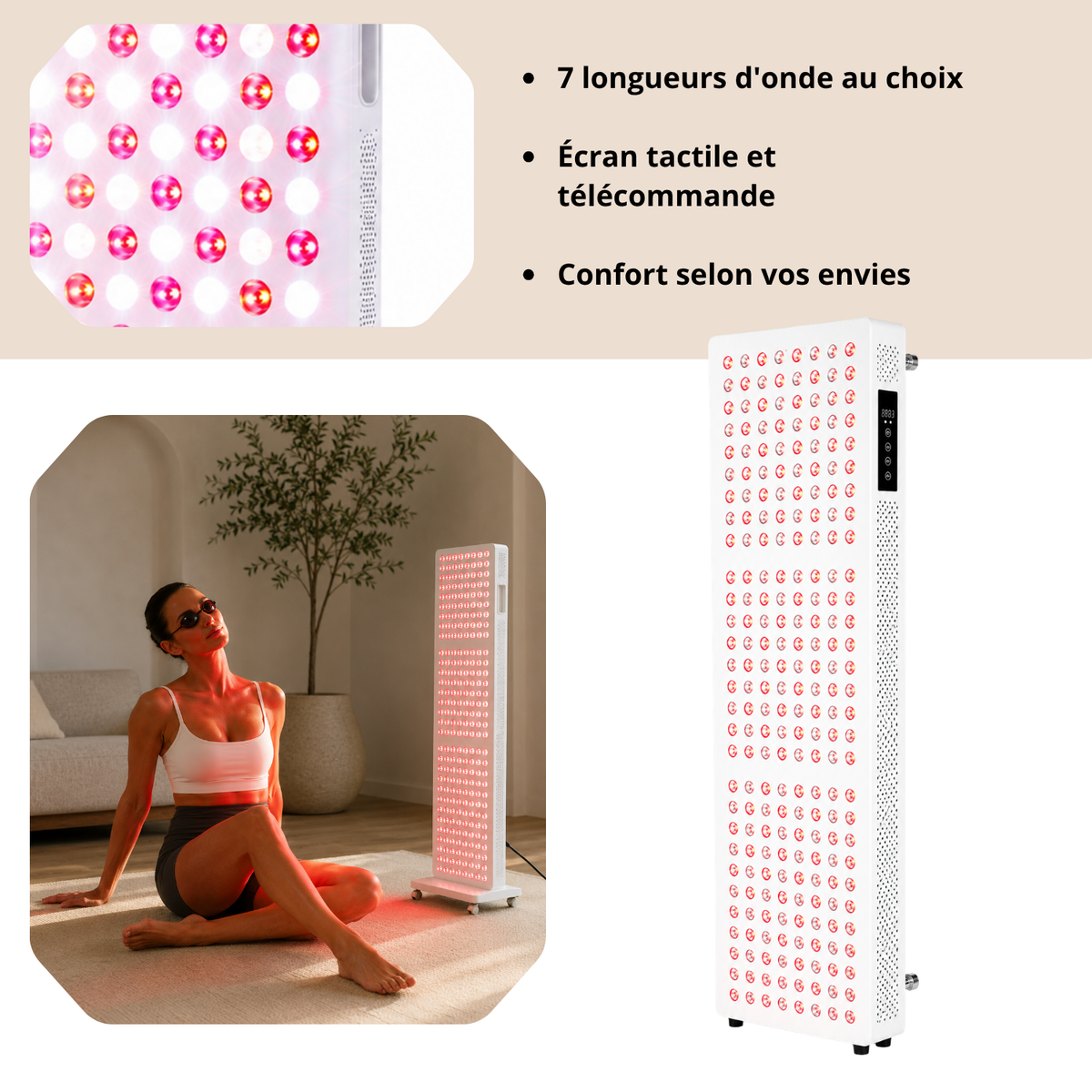 Luxyor Lumi 700 blanc : 7 longueurs d'onde au choix, écran tactile et télécommande