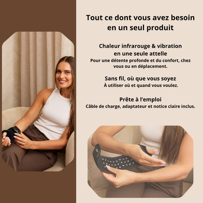 Pulsebrace 110 chaleur infrarouge et vibration en une seule attelle, prête à l'emploi avec câble et adaptateur
