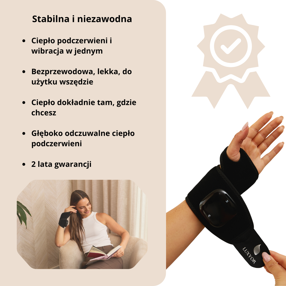 Pulsebrace 110 bezprzewodowa opaska z ciepłem podczerwieni i wibracją, 2 lata gwarancji