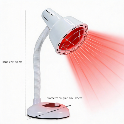 Dimensions Luxyor Redlight 120 blanche : hauteur env. 58 cm, diamètre du pied env. 22 cm