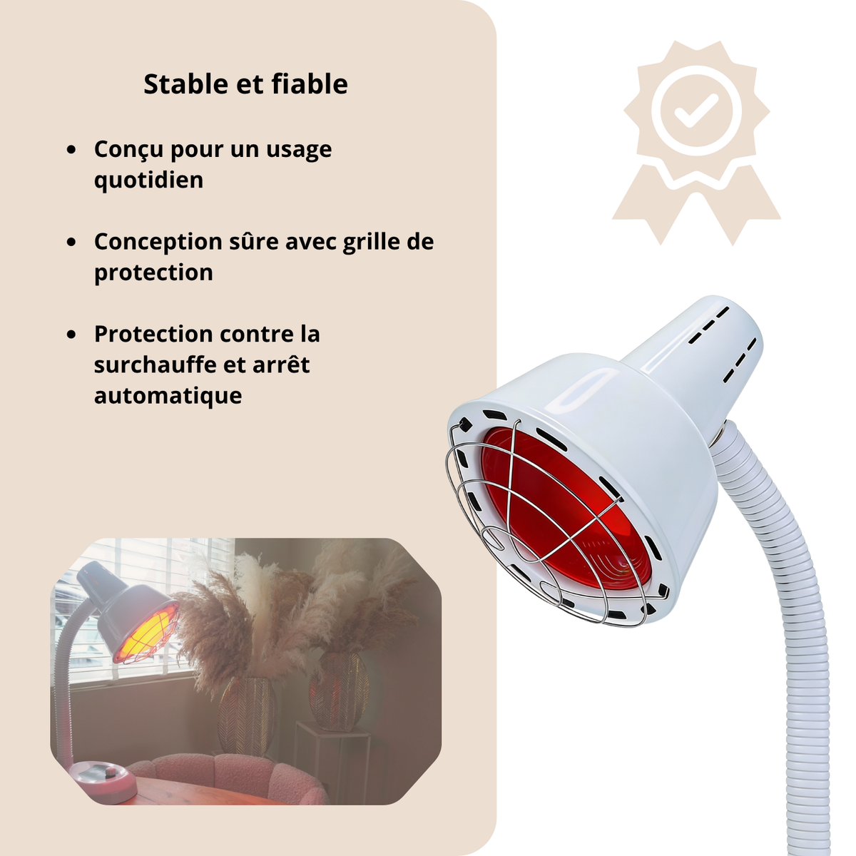 Luxyor Redlight 120 blanche : stable et fiable, grille de protection, protection contre la surchauffe et arrêt automatique