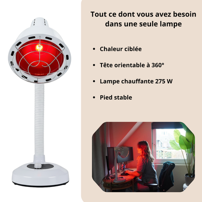 Luxyor Redlight 120 blanche, lampe chauffante infrarouge 275 W avec tête orientable à 360 degrés