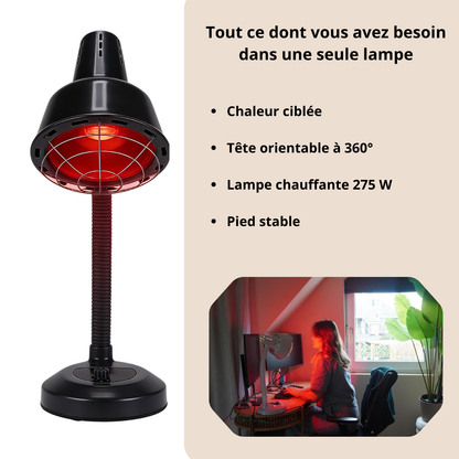 Luxyor Redlight 120 noire, lampe chauffante infrarouge 275 W avec tête orientable à 360 degrés