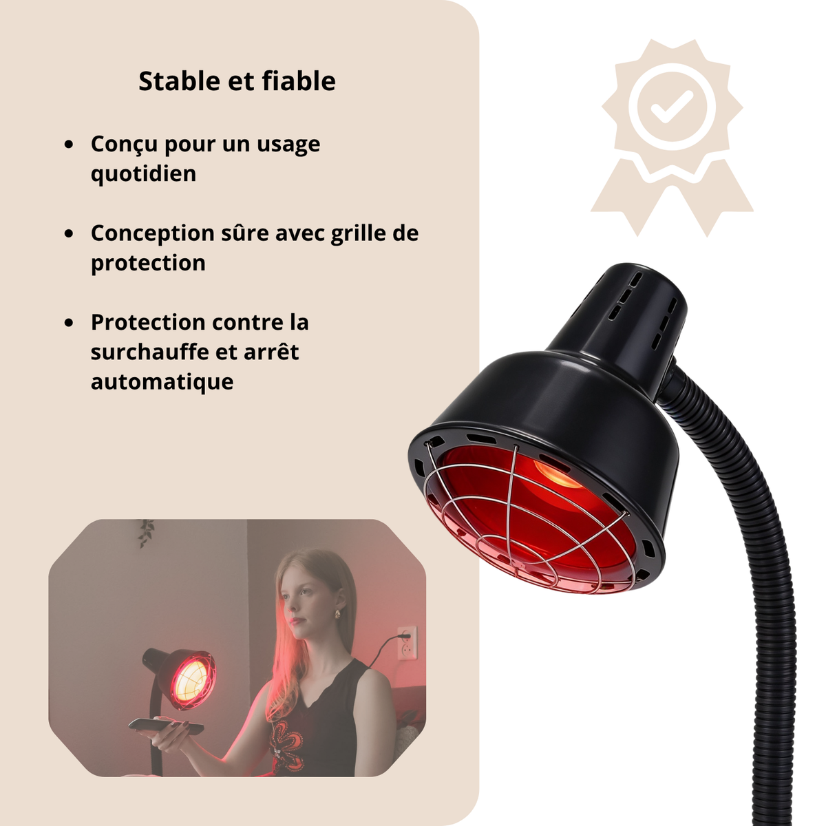 Luxyor Redlight 120 noire : stable et fiable, grille de protection, protection contre la surchauffe et arrêt automatique