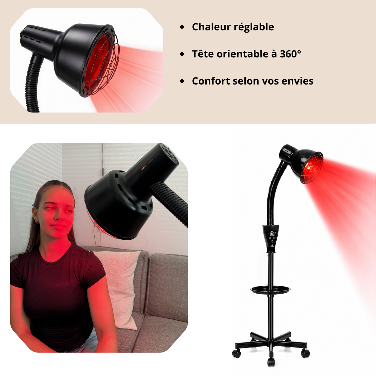 Redlight 160 chaleur réglable et tête orientable à 360°