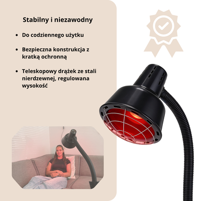 Redlight 160 lampa na podczerwień stabilna i niezawodna z kratką ochronną i teleskopowym drążkiem ze stali nierdzewnej